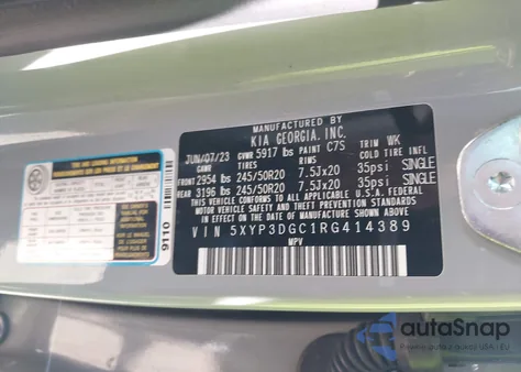 2024 Kia Telluride Ex X-Line из США, поврежденный, VIN 5XYP3DGC1RG414389